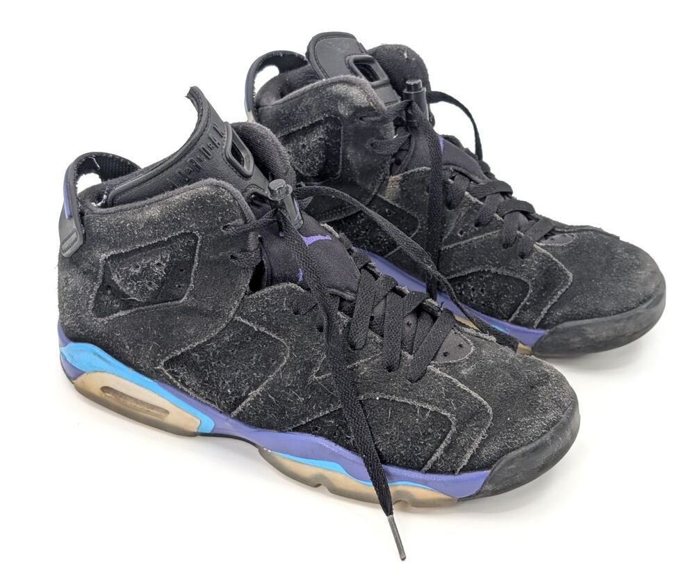 Nike Air Jordan 6 Retro Aqua Size 7 Y Boys Basketball Sneakers Fair Condition